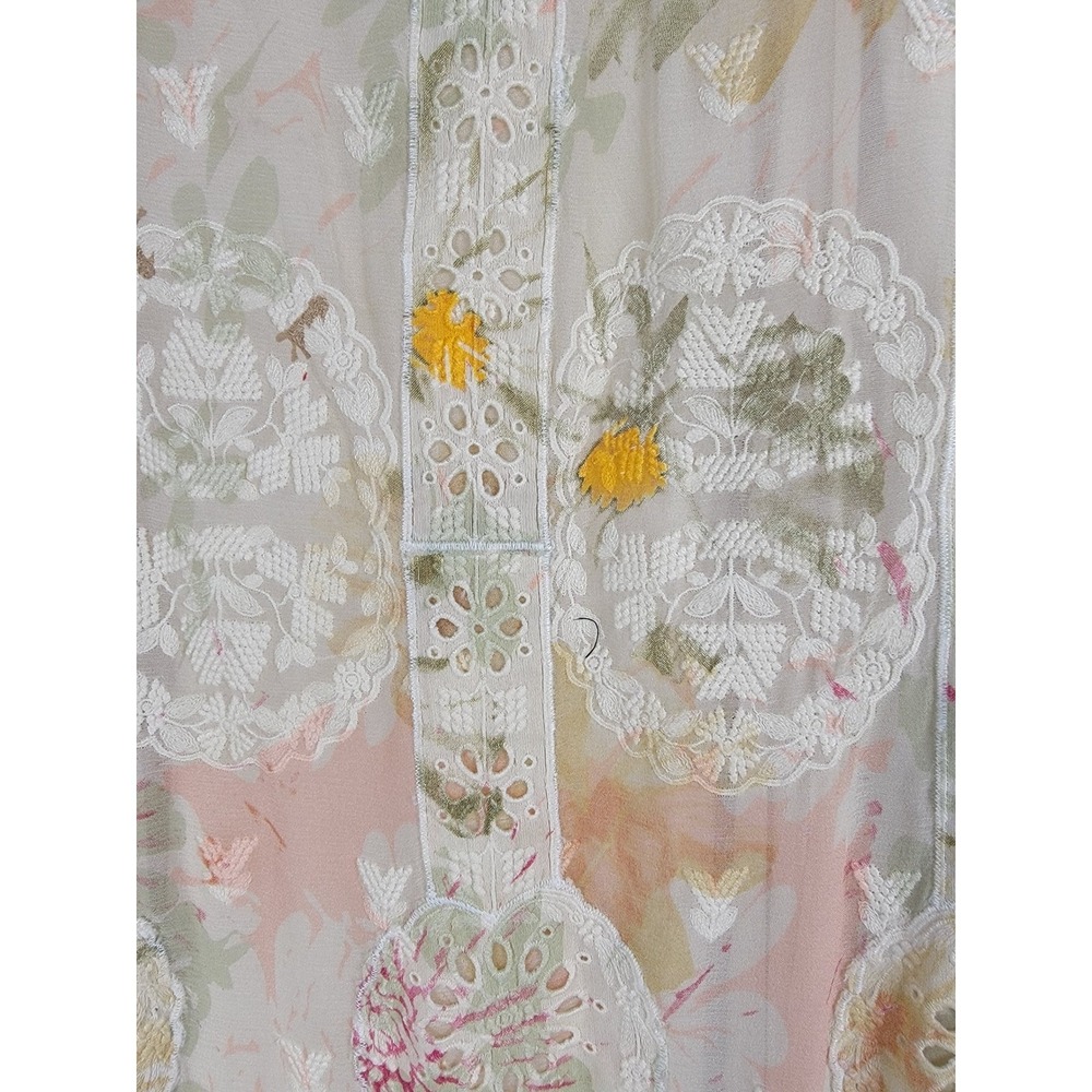 Sundance Silk Floral Maxi Dress Embroidered Lace Cottagecore Boho Fairy Small - Picture 7 of 9
